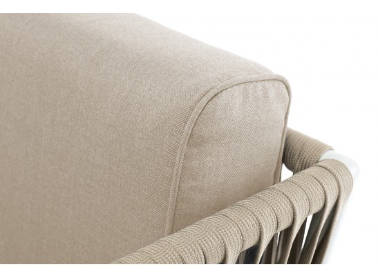 "Касабланка" кресло плетеное из роупа, основание дуб, роуп серо-коричневый 23мм, ткань серая в Ростове-на-Дону