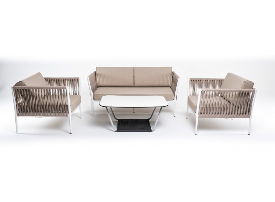 "Касабланка" лаунж-зона плетеная из роупа 4-местная, цвет серо-коричневый в Ростове-на-Дону