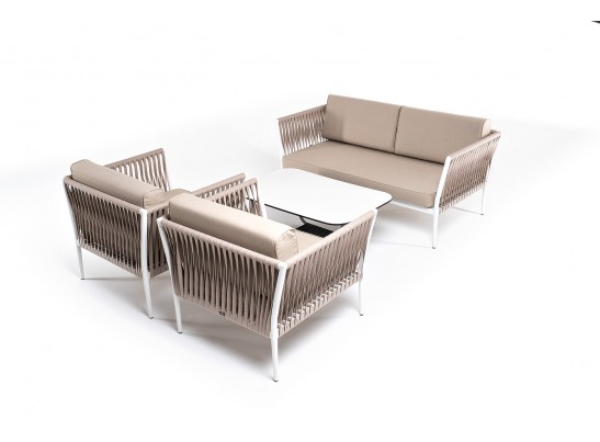 "Касабланка" лаунж-зона плетеная из роупа 4-местная, цвет серо-коричневый в Ростове-на-Дону