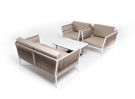 "Касабланка" лаунж-зона плетеная из роупа 4-местная, цвет серо-коричневый в Ростове-на-Дону