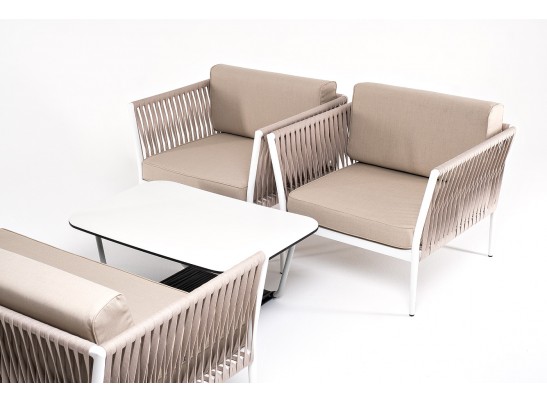 "Касабланка" лаунж-зона плетеная из роупа 4-местная, цвет серо-коричневый в Ростове-на-Дону