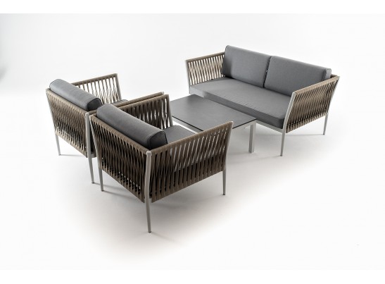 "Касабланка" лаунж-зона плетеная из роупа 4-местная, цвет серый в Ростове-на-Дону