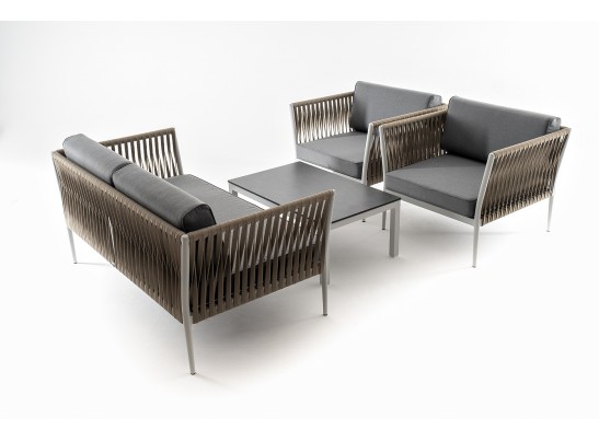 "Касабланка" лаунж-зона плетеная из роупа 4-местная, цвет серый в Ростове-на-Дону