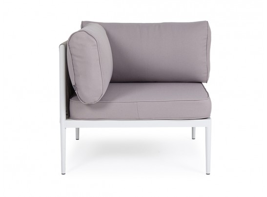 "Касабланка" угловой модуль плетеный из роупа, каркас алюминий светло-серый (RAL7035) шагрень, роуп серо-коричневый 23мм, ткань Neo ash в Ростове-на-Дону