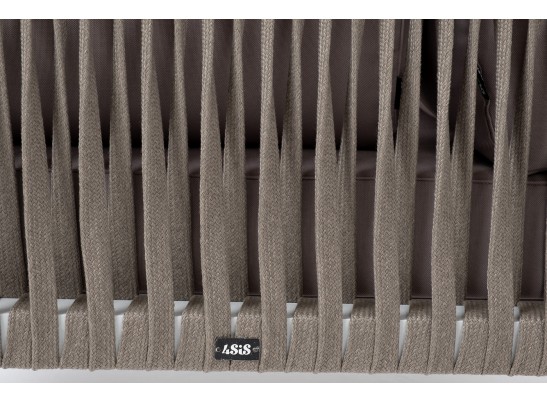 "Касабланка" угловой модуль плетеный из роупа, каркас алюминий светло-серый (RAL7035) шагрень, роуп серо-коричневый 23мм, ткань Neo ash в Ростове-на-Дону