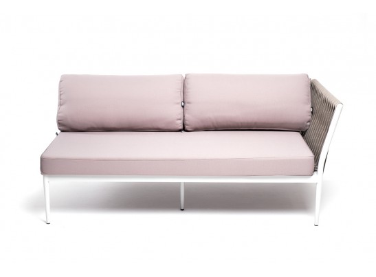 "Касабланка" левый модуль плетеный из роупа, каркас алюминий светло-серый (RAL7035) шагрень, роуп серо-коричневый 23мм, ткань Neo ash в Ростове-на-Дону