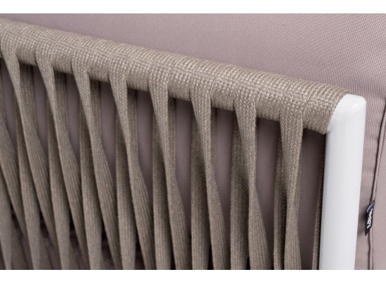 "Касабланка" левый модуль плетеный из роупа, каркас алюминий светло-серый (RAL7035) шагрень, роуп серо-коричневый 23мм, ткань Neo ash в Ростове-на-Дону