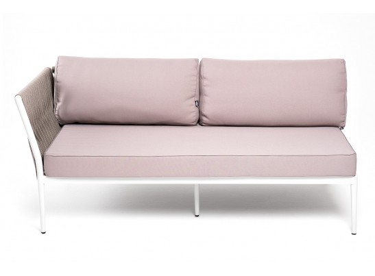 "Касабланка" правый модуль плетеный из роупа, каркас алюминий светло-серый (RAL7035) шагрень, роуп серо-коричневый 23мм, ткань Neo ash в Ростове-на-Дону