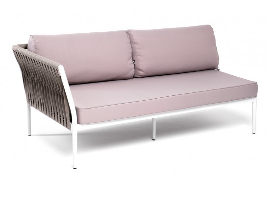 "Касабланка" правый модуль плетеный из роупа, каркас алюминий светло-серый (RAL7035) шагрень, роуп серо-коричневый 23мм, ткань Neo ash в Ростове-на-Дону