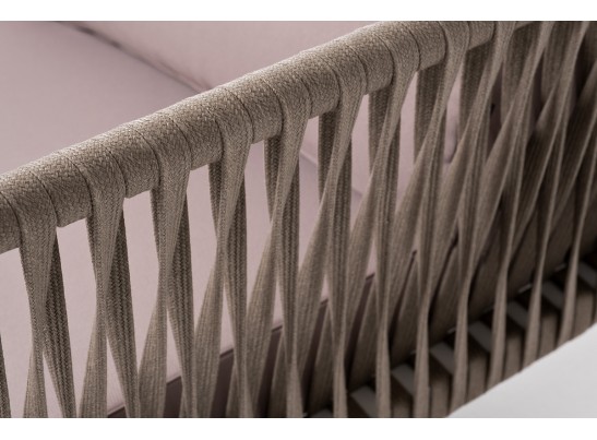 "Касабланка" правый модуль плетеный из роупа, каркас алюминий светло-серый (RAL7035) шагрень, роуп серо-коричневый 23мм, ткань Neo ash в Ростове-на-Дону