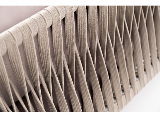 "Касабланка" правый модуль плетеный из роупа, каркас алюминий светло-серый (RAL7035) шагрень, роуп серо-коричневый 23мм, ткань Neo ash в Ростове-на-Дону