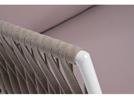 "Касабланка" правый модуль плетеный из роупа, каркас алюминий светло-серый (RAL7035) шагрень, роуп серо-коричневый 23мм, ткань Neo ash в Ростове-на-Дону