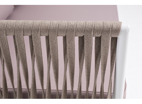 "Касабланка" правый модуль плетеный из роупа, каркас алюминий светло-серый (RAL7035) шагрень, роуп серо-коричневый 23мм, ткань Neo ash в Ростове-на-Дону