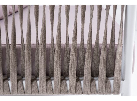 "Касабланка" правый модуль плетеный из роупа, каркас алюминий светло-серый (RAL7035) муар, роуп серо-коричневый 23мм, ткань бежевая 052 в Ростове-на-Дону
