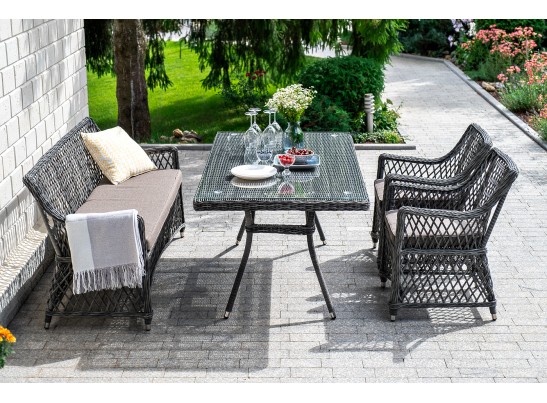 "Катания" обеденная группа плетеная на 4 персоны, цвет графит в Ростове-на-Дону