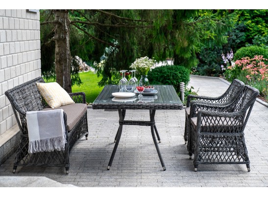 "Катания" обеденная группа плетеная на 4 персоны, цвет графит в Ростове-на-Дону