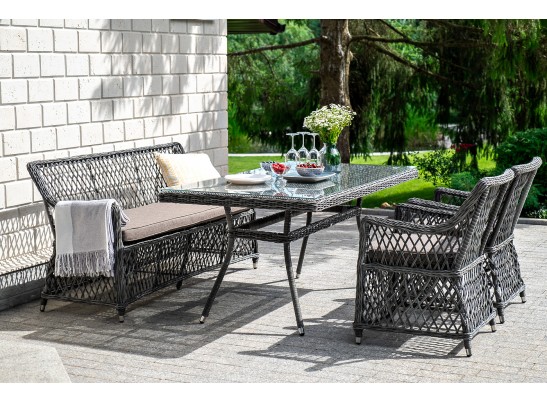 "Катания" обеденная группа плетеная на 4 персоны, цвет графит в Ростове-на-Дону