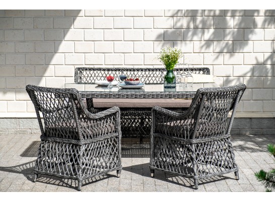 "Катания" обеденная группа плетеная на 4 персоны, цвет графит в Ростове-на-Дону