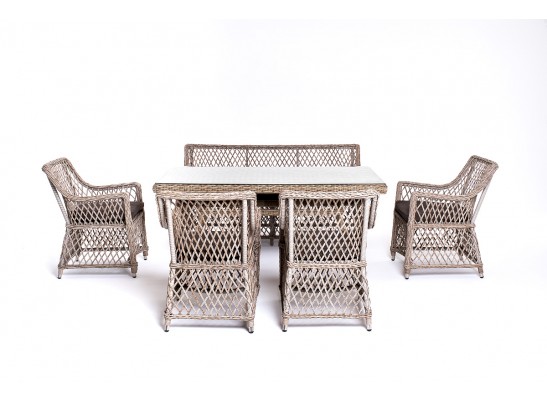 "Катания" обеденная группа плетеная на 6 персон, цвет бежевый в Ростове-на-Дону