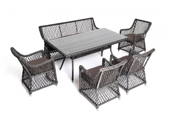 "Катания" обеденная группа плетеная на 6 персон, цвет графит в Ростове-на-Дону