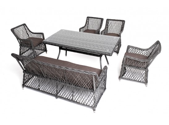 "Катания" обеденная группа плетеная на 6 персон, цвет графит в Ростове-на-Дону