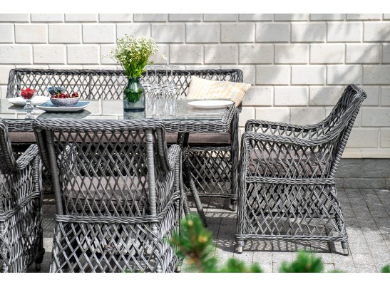 "Катания" обеденная группа плетеная на 6 персон, цвет графит в Ростове-на-Дону