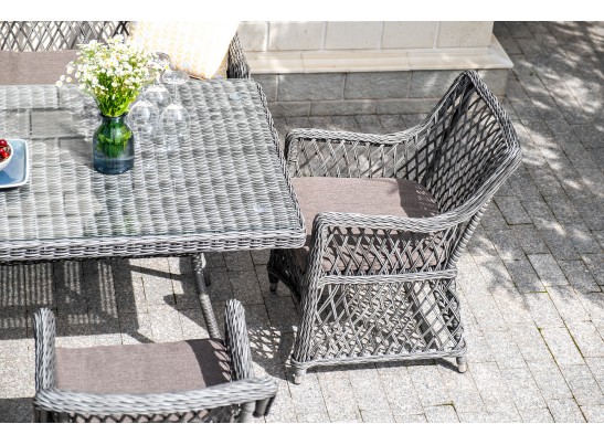 "Катания" обеденная группа плетеная на 6 персон, цвет графит в Ростове-на-Дону