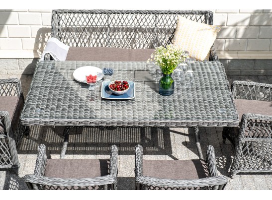 "Катания" обеденная группа плетеная на 6 персон, цвет графит в Ростове-на-Дону