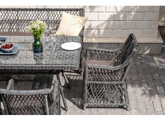 "Катания" обеденная группа плетеная на 6 персон, цвет графит в Ростове-на-Дону