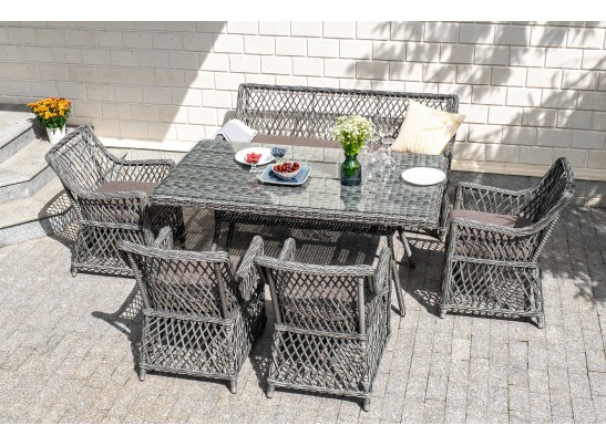 "Катания" обеденная группа плетеная на 6 персон, цвет графит в Ростове-на-Дону