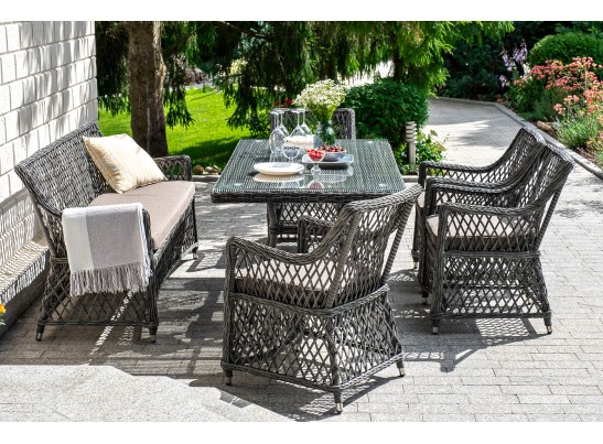 "Катания" обеденная группа плетеная на 6 персон, цвет графит в Ростове-на-Дону