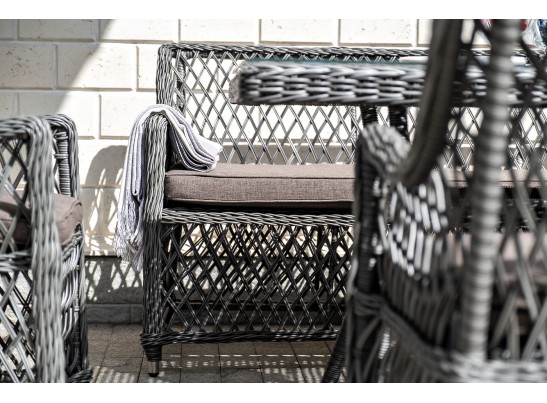 "Катания" обеденная группа плетеная на 6 персон, цвет графит в Ростове-на-Дону