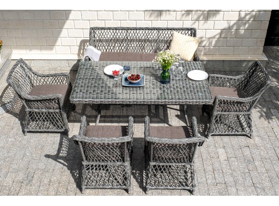 "Катания" обеденная группа плетеная на 6 персон, цвет графит в Ростове-на-Дону