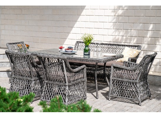 "Катания" обеденная группа плетеная на 6 персон, цвет графит в Ростове-на-Дону