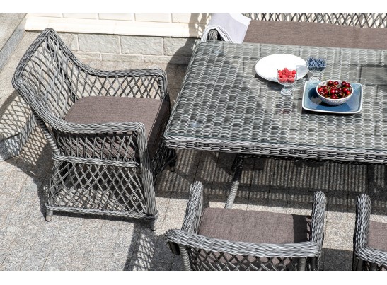 "Катания" обеденная группа плетеная на 6 персон, цвет графит в Ростове-на-Дону