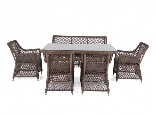 "Катания" обеденная группа плетеная на 6 персон, цвет коричневый в Ростове-на-Дону
