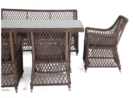 "Катания" обеденная группа плетеная на 6 персон, цвет коричневый в Ростове-на-Дону