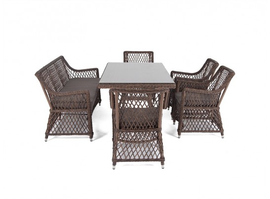 "Катания" обеденная группа плетеная на 6 персон, цвет коричневый в Ростове-на-Дону