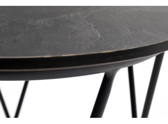 "Колумбия" журнальный стол из HPL круглый Ø40 H55, каркас из алюминия темно-серый (RAL 7024), цвет столешницы "серый гранит" в Ростове-на-Дону