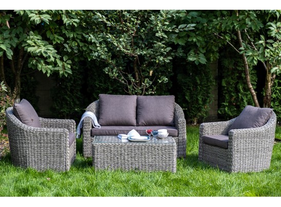 "Кон Панна" диван из искусственного ротанга (гиацинт) двухместный, цвет серый в Ростове-на-Дону