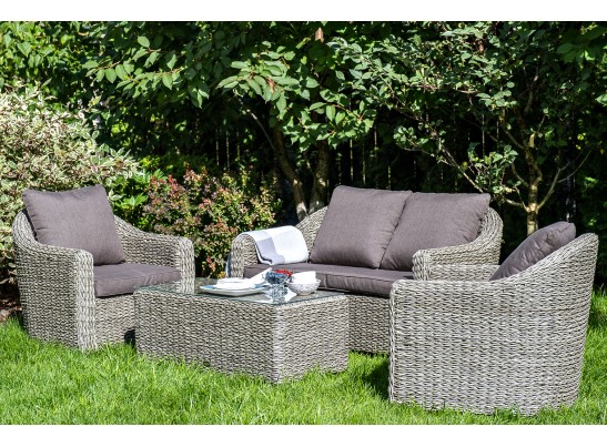 "Кон Панна" диван из искусственного ротанга (гиацинт) двухместный, цвет серый в Ростове-на-Дону