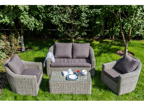 "Кон Панна" диван из искусственного ротанга (гиацинт) двухместный, цвет серый в Ростове-на-Дону