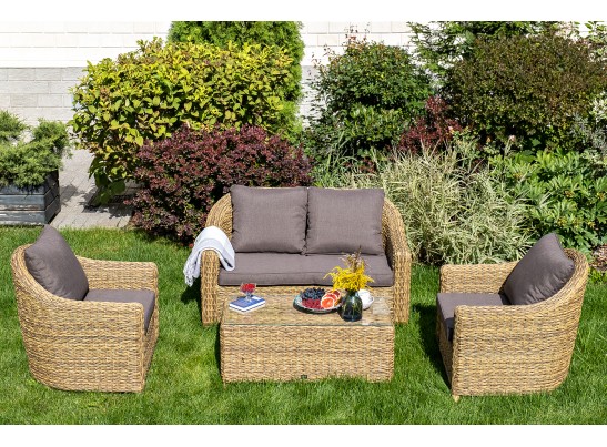 "Кон Панна" диван из искусственного ротанга (гиацинт) двухместный, цвет соломенный в Ростове-на-Дону