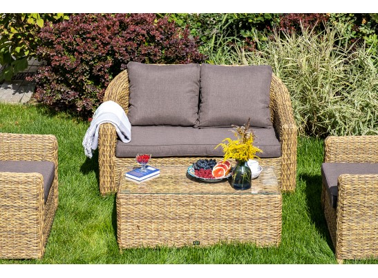 "Кон Панна" диван из искусственного ротанга (гиацинт) двухместный, цвет соломенный в Ростове-на-Дону