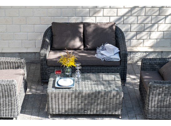 "Кон Панна" лаунж-зона из искусственного ротанга, цвет графит в Ростове-на-Дону