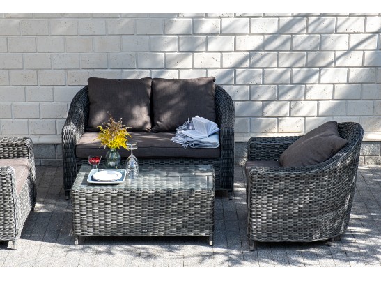 "Кон Панна" лаунж-зона из искусственного ротанга, цвет графит в Ростове-на-Дону