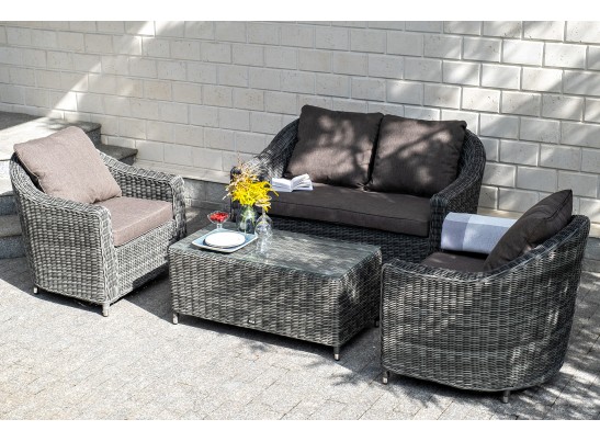 "Кон Панна" лаунж-зона из искусственного ротанга, цвет графит в Ростове-на-Дону