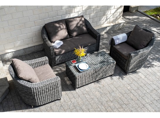 "Кон Панна" лаунж-зона из искусственного ротанга, цвет графит в Ростове-на-Дону