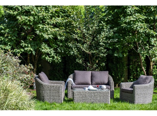 "Кон Панна" лаунж-зона из искусственного ротанга (гиацинт), цвет серый в Ростове-на-Дону