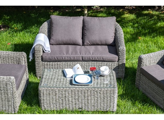 "Кон Панна" лаунж-зона из искусственного ротанга (гиацинт), цвет серый в Ростове-на-Дону